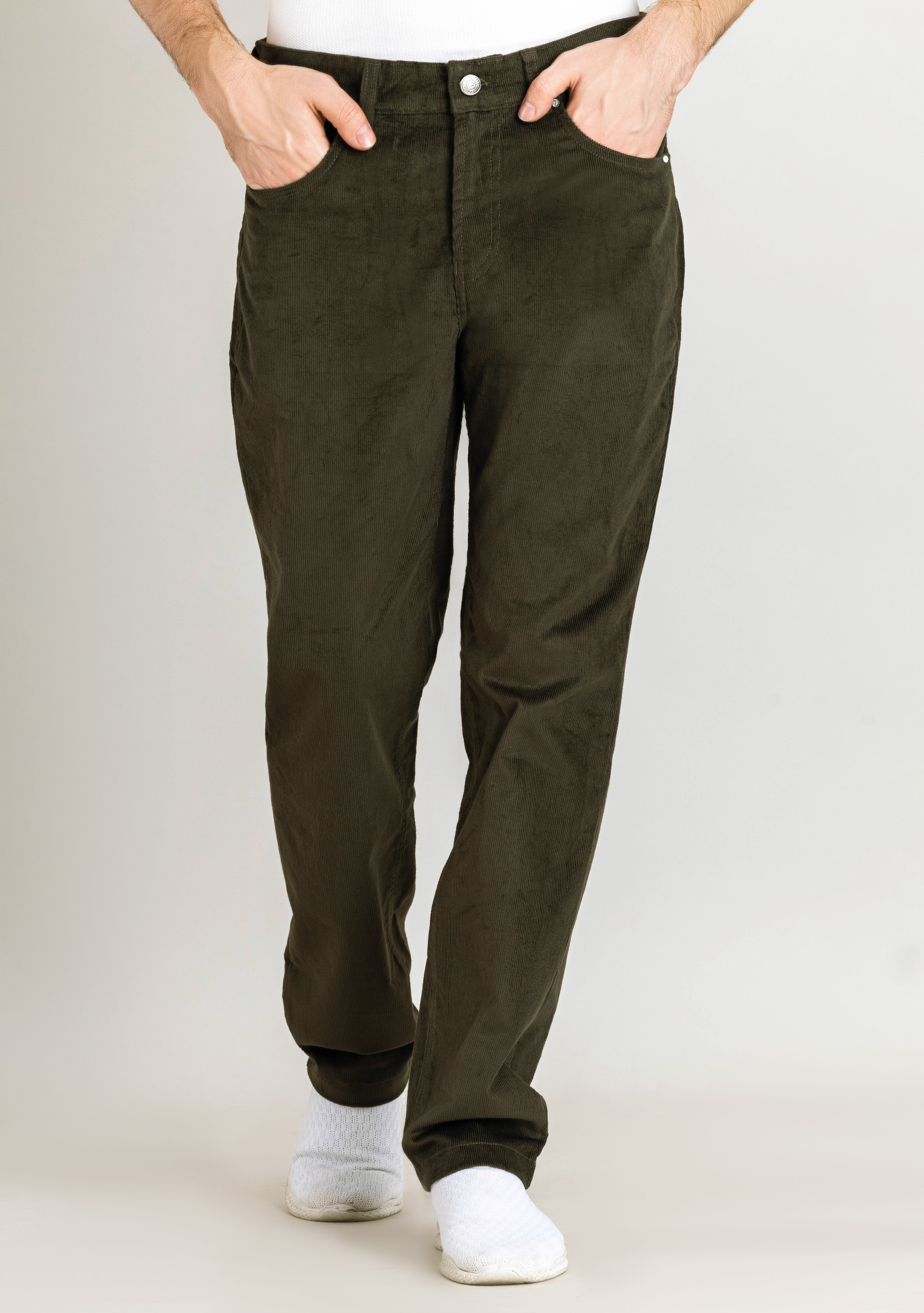 Olive Regular Fit Men’s Casual Corduroy Trousers - Buy Online in India ...