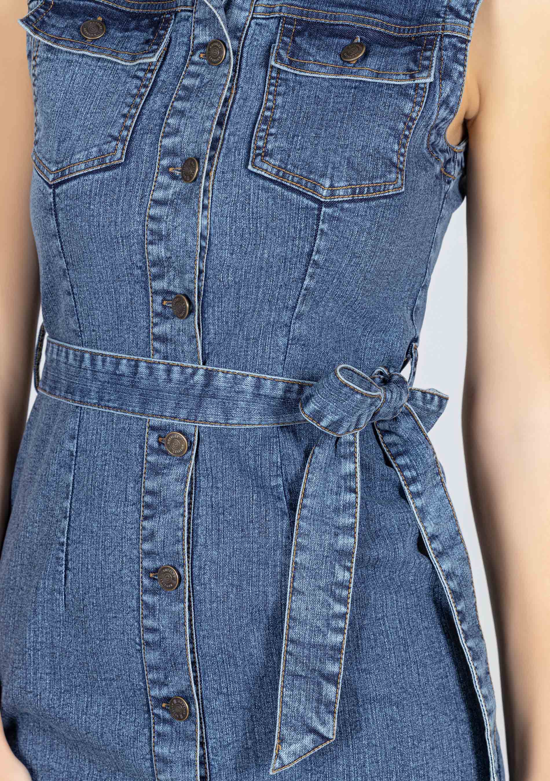 Blue Fitted Denim Midi Dress - Buy Online in India @ Mehar