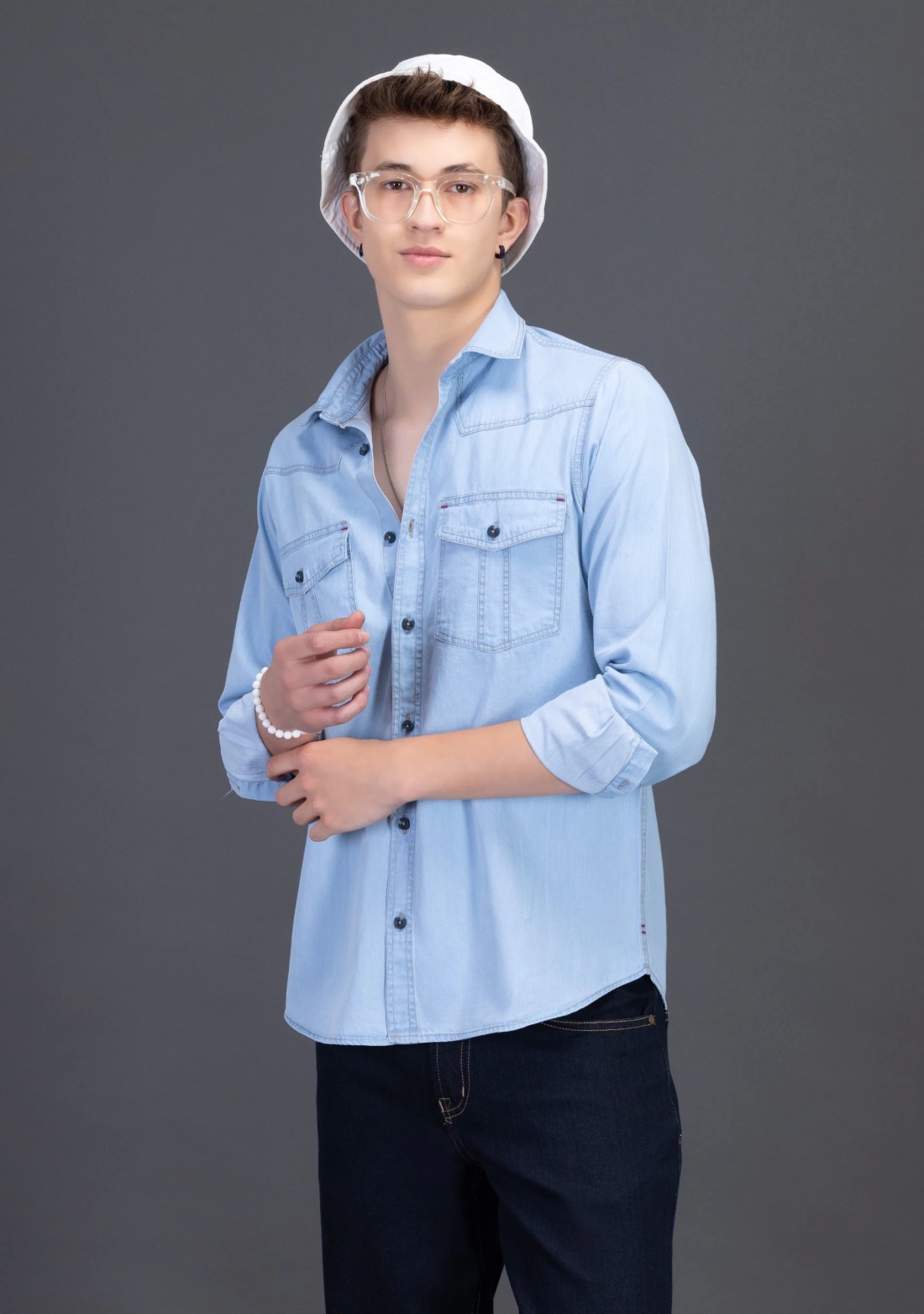 Short Sleeve Denim Shirt In Muscle Fit | boohooMAN USA