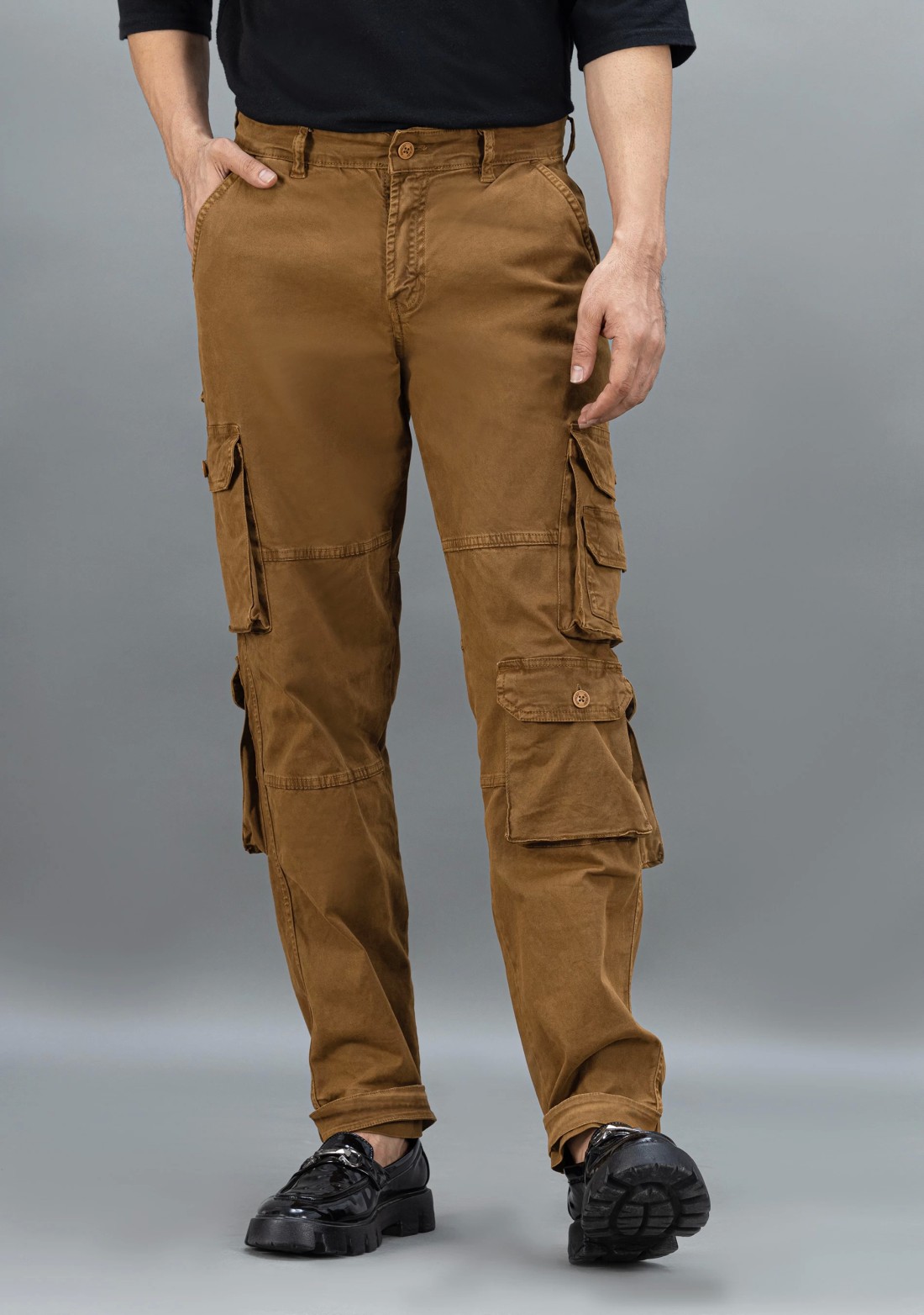 Cargo Trousers with Front Pockets in Umbra Paint – Olivia May