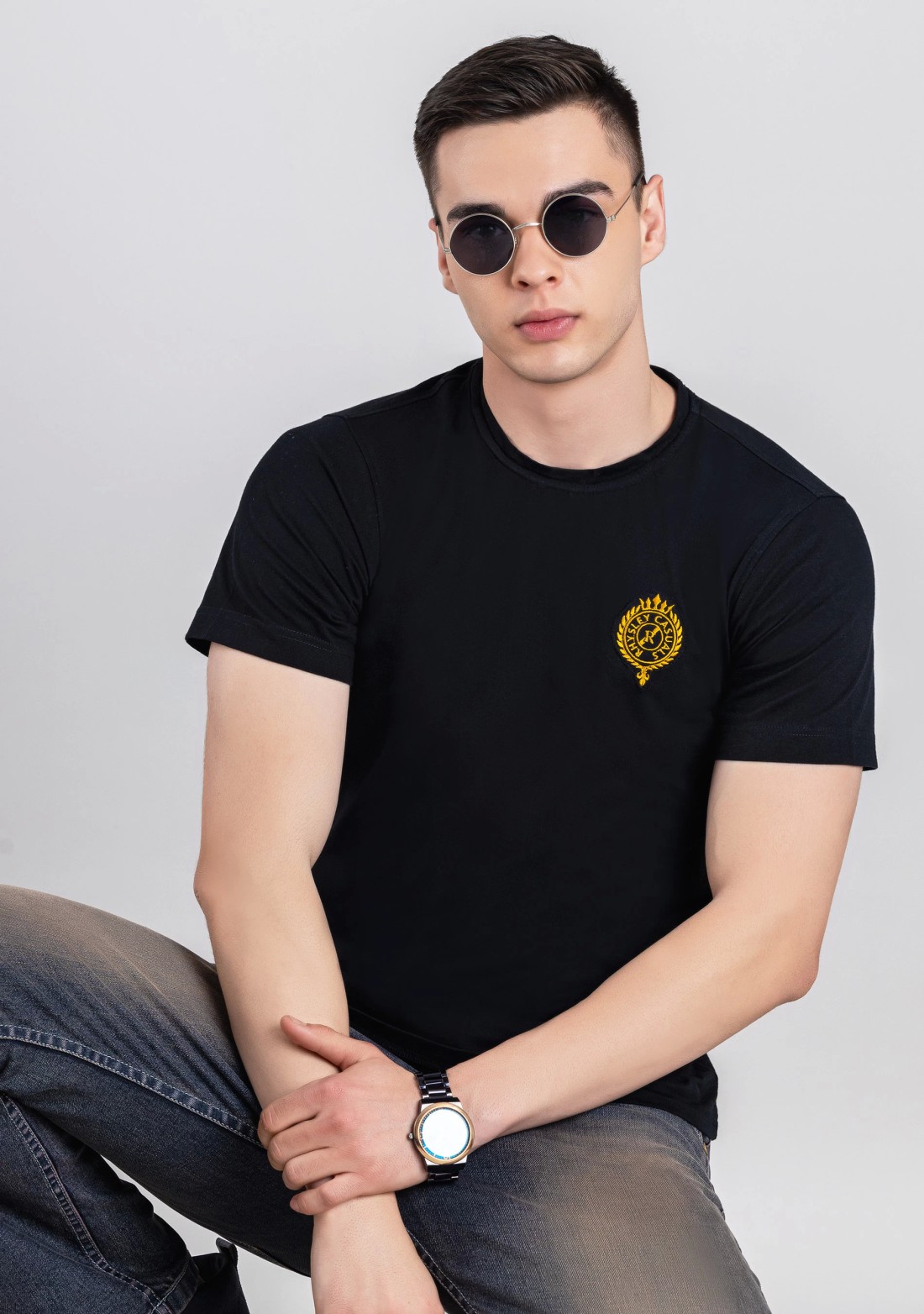 Black Regular Fit Men's Half Sleeves TShirt Buy Online in India Mehar