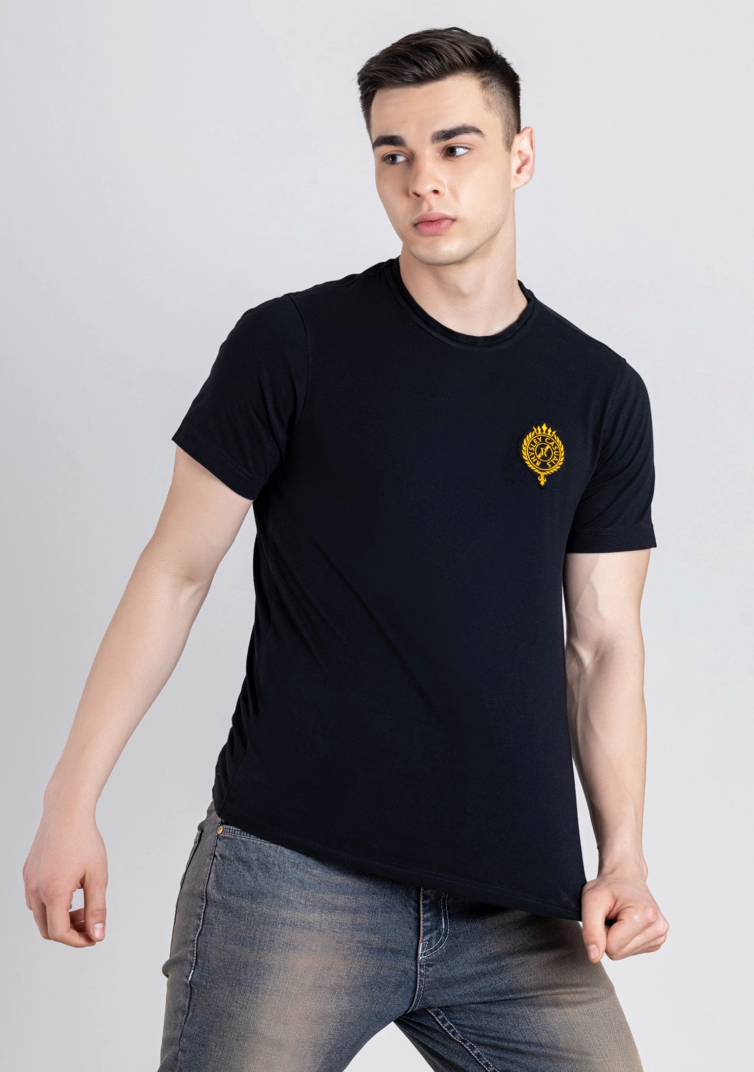 Black Regular Fit Men's Half Sleeves TShirt Buy Online in India Mehar