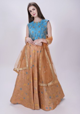 Skirt with Crop Top and Dupatta