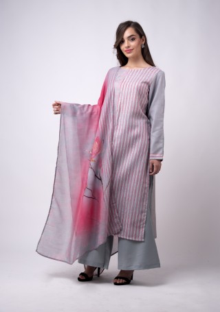 Lavander Printed Pashmina Suit Set