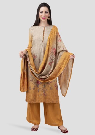 Multi Colour Muslin Embroidered  Salwar Suit Set