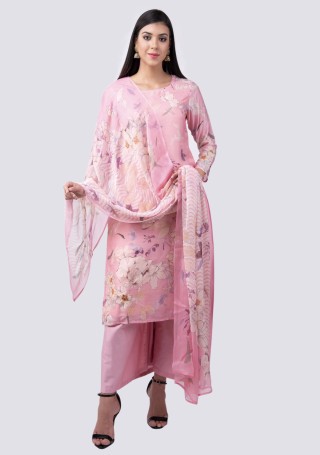 Pink Digital Printed Pure Asfa Silk Salwar Suit Set