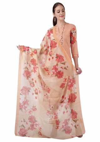 Coral Cambric Cotton Digital Printed and Embroidered Suit