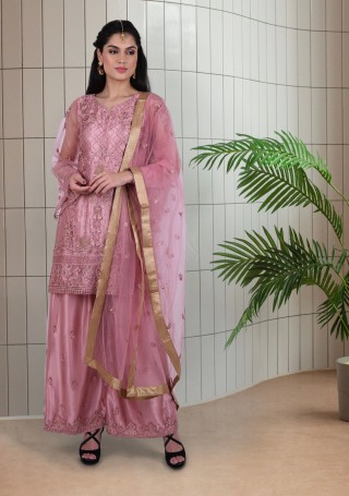 Dusty Pink Embroidered Salwar Suit Set