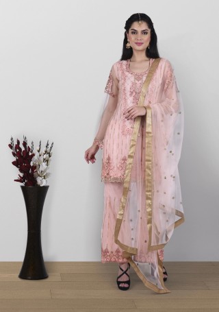 Peach Color Embroidered Salwar Suit Set