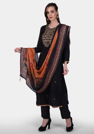 Beautiful Fine Muslin Silk Embroidered Designer Salwar Suit Set