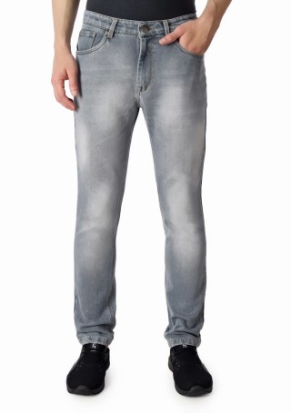 Men's Grey Regular Fit Cotton Jeans