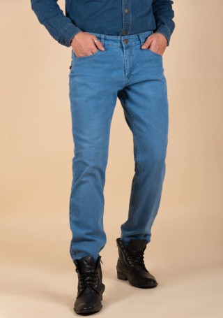 Light Blue Men's Cotton Regular Fit Jeans