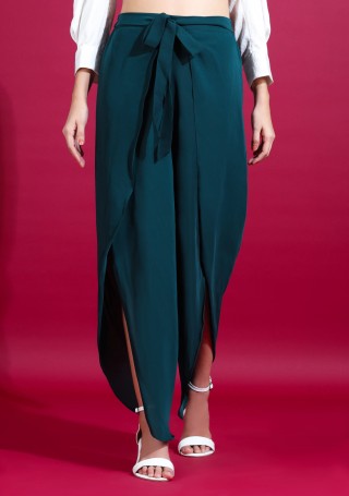 Green Wrap Around Heavy Georgette Pant