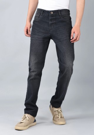Carbon Black Regular Fit Men's Cotton Jeans