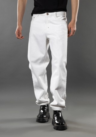 White Men's Comfort Fit Cotton jeans
