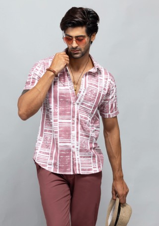 Purple  Slim Fit Printed Men's Cotton Shirt
