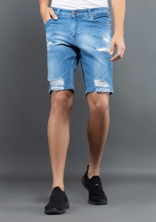 Rhysley Light Blue Regular Fit Men's Shorts