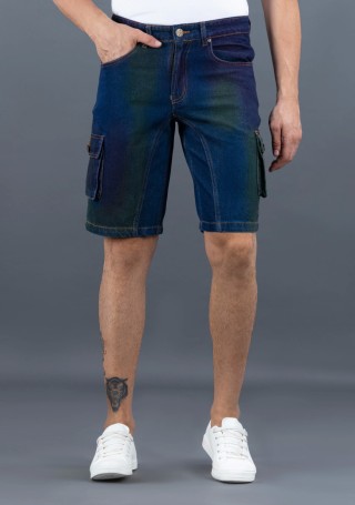 Multi-Colour Regular Fit Rhysley Men's Denim Cargo Shorts