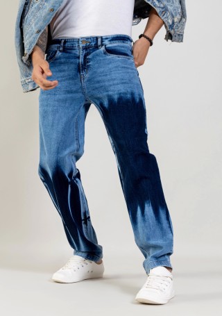 Blue Tie and Dye Regular Fit Men's Jeans