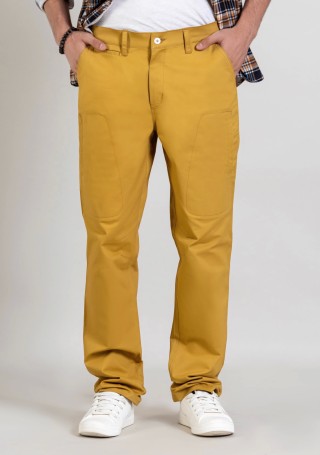MEYER-223150300044 Men's Meyer Chino Trousers plain yellow 97% cotton 3%  elastan
