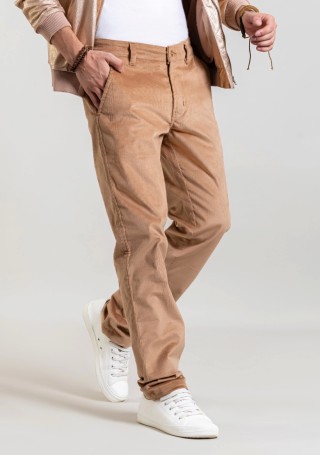 BASICS TAPERED FIT NUTHATCH BROWN STRETCH CORDUROY