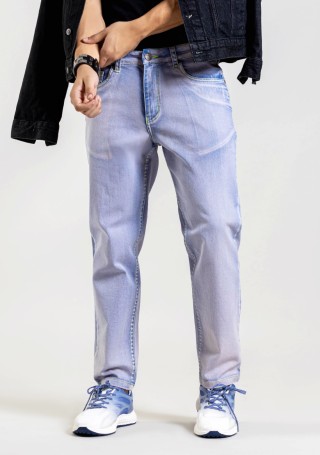 Ice Blue Relaxed Straight Fit Men