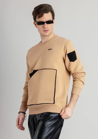 Light Brown Regular Fit Men's Sweatshirt