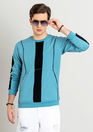 Turquoise Regular Fit Men's Sweatshirt