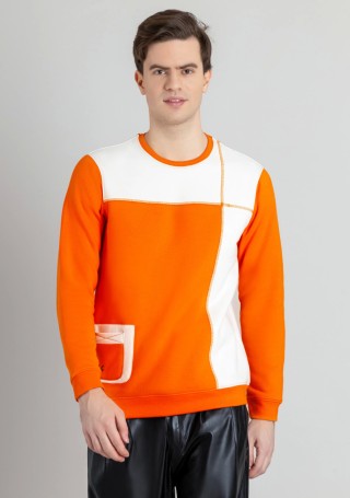 Orange Regular Fit Men's Sweatshirt