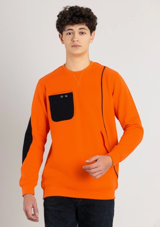 Orange Regular Fit Men's Sweatshirt