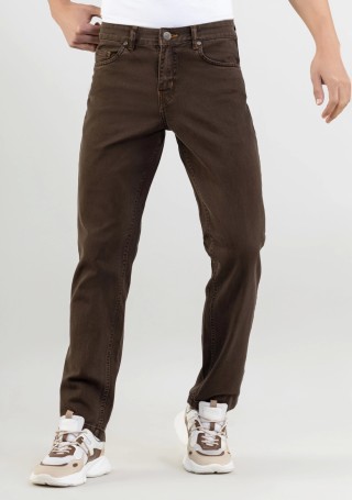 Brown Regular Fit Men's Jeans