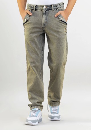 Greenish Grey Straight Fit Men's Jeans