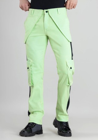 Mint Green Straight Fit Men's Cargo Trousers