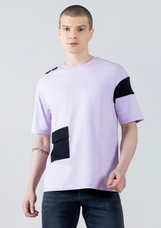 Lilac Drop Shoulder Regular Fit Men's T-shirt
