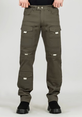 Grayish Brown Straight Fit Men's Cargo Trousers