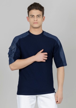 Blue Regular Fit Drop Shoulder Men's T-shirt