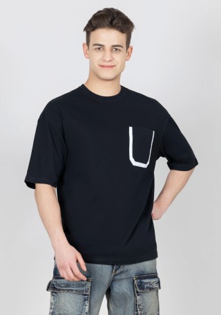 Black Regular Fit Men's Drop Shoulder T-shirt