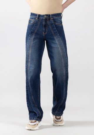 Blue Wide Leg Men's Fashion Jeans