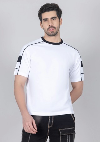 White Regular Fit Men's Drop Shoulder T-shirt