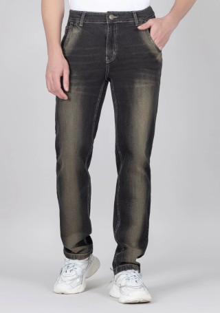Yellowish Black Relaxed Straight Fit Men's Jeans