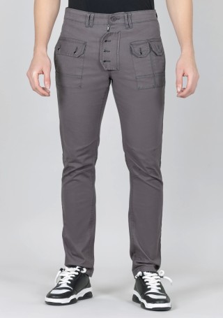 Slate Grey Slim Fit Men's Fashion Trousers