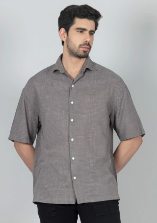 Light Grey Oversize Drop Shoulder Men's Cotton Shirt
