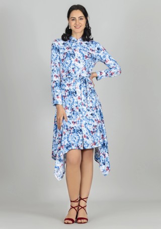 Multi Colour Abstract Floral Print Midi Dress