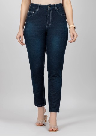 Blue Tinted Slim Fit High Rise Women's Jeans