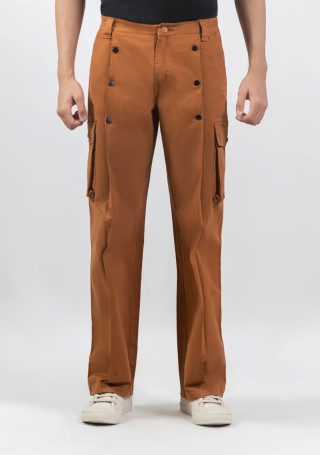 Mahogany Brown Wide Leg Men’s Casual Cotton Trousers