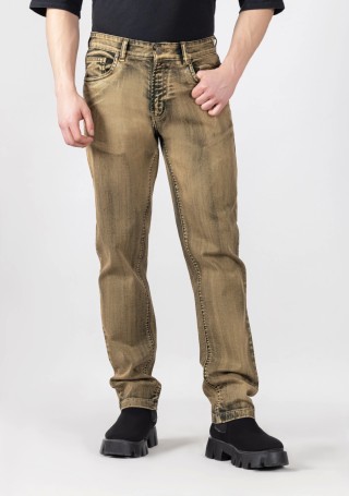 Caramel Brown Vintage Regular Fit Men's Jeans