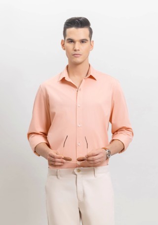Peach Fine American Twill Slim Fit Formal Shirt