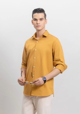 Mustard Yellow Fine American Twill Slim Fit Formal Shirt