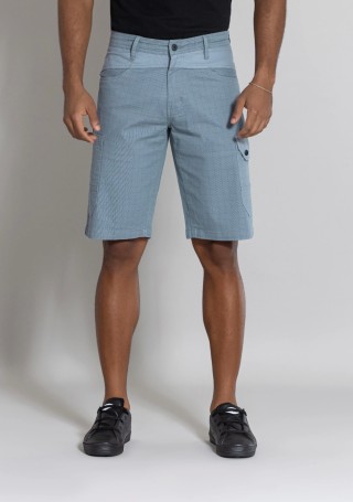 Blue Regular Fit Men’s Casual Check Cotton Cargo Shorts