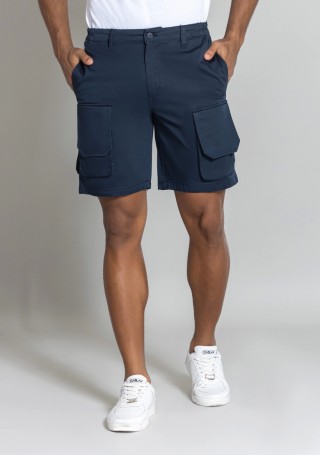 Blue Regular Fit Men's Cargo Shorts